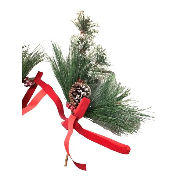 SET OF 2-CHRISTMAS TREE FILLER 16" ARTIFICIAL STEM WICKER BALL, BERRY, PINE PICK - Picture 3 of 4